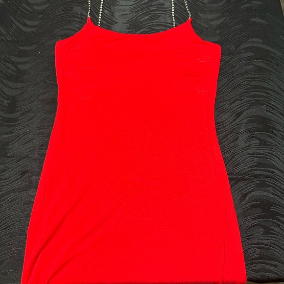 Red Strapless Ruched Mini Dress - Picture 3 of 6
